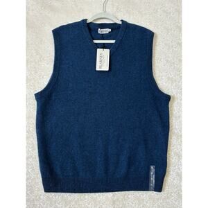 BLARNEY WOOLEN MILLS Men Size XL 100% Lambswool Knit Sweater Vest Blue Ireland